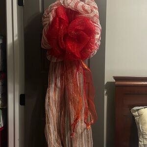 Festive Red and White Holiday Bow